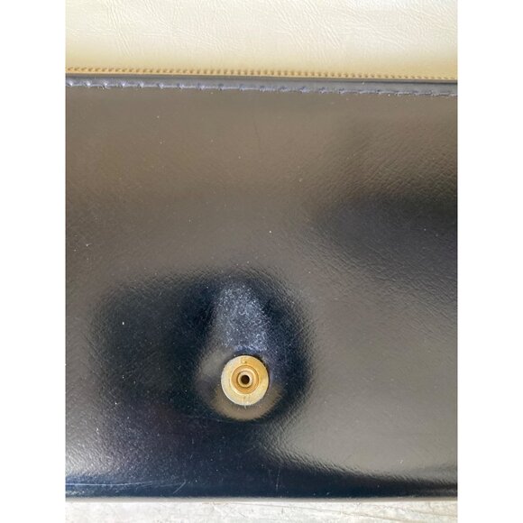 1950s Aetna USA Black Patent Envelope Clutch Purse Royaltone Lined 15" Mid Centu - Picture 12 of 16